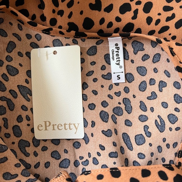 LAST ONE! ePretty Brown/Black Leopard Print Midi Dress SMALL - Picture 5 of 7